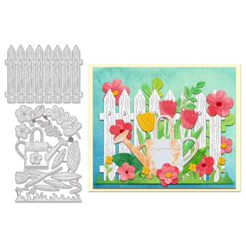 BENECREAT 2 Stück Gartenzaun-Stanzformen, Blumen-Gießkannen-Prägeschablonen, Stanzteile Für Herstellung von Papierkarten, Dekoration, DIY, Scrapbooking, Album, Basteldekoration BENECREAT 2 Stück Gartenzaun-Stanzformen, Blumen-Gießkannen-Prägeschablonen, Stanzteile Für Herstellung von Papierkarten, Dekoration, DIY, Scrapbooking, Album, Basteldekoration von BENECREAT