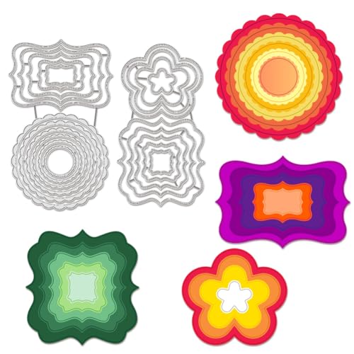 BENECREAT 2 Stück Grafikrand-Stanzformen, Multi-Form-DIY-Bastelschablone Scrapbooking Kreis Quadrat Rechteckig Blumenform Für Die Kartenherstellung, Scrapbooking, Albumdekoration BENECREAT 2 Stück Grafikrand-Stanzformen, Multi-Form-DIY-Bastelschablone Scrapbooking Kreis Quadrat Rechteckig Blumenform Für Die Kartenherstellung, Scrapbooking, Albumdekoration von BENECREAT