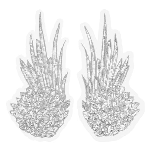 BENECREAT 2 Stück Mit Diamanten Besetzte Steinpailletten Blumenflügel Federaufkleber Hochzeitszubehör DIY Kleidungszubehör Für Kleidung Jeans Kleider DIY Dekor (Gainsboro) von BENECREAT