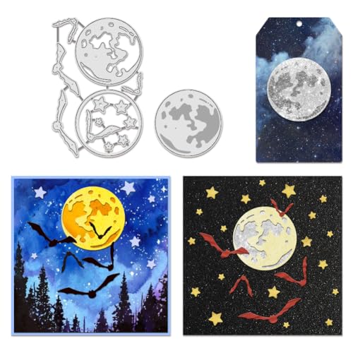 BENECREAT 2 Stück Mond-Präge-Stanzformen Metall Stern Fledermaus Stanzungen Prägeschablonen Vorlage Für Kartenherstellung, Dekoration, DIY, Scrapbooking, Album, 0.8mm Dick BENECREAT 2 Stück Mond-Präge-Stanzformen Metall Stern Fledermaus Stanzungen Prägeschablonen Vorlage Für Kartenherstellung, Dekoration, DIY, Scrapbooking, Album, 0.8mm Dick von BENECREAT