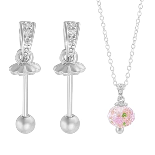 BENECREAT 2 x platinierte Sterlingsilber-Haken für runde 8 mm Perlen, Schrauböse, Perlen-Haken für 0,7 mm Lochperlen, Charms, DIY-Schmuckherstellung von BENECREAT