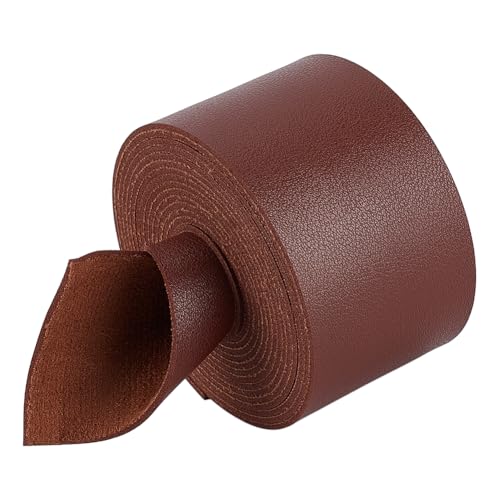 BENECREAT 2.5m x 50mm breites Lederband mit Litschi-Muster, 2,5 m langes einseitiges flaches Kunstlederband für DIY-Bastelprojekte, Haustierhalsbänder, Gürtel, Schmuck (Kamel) von BENECREAT