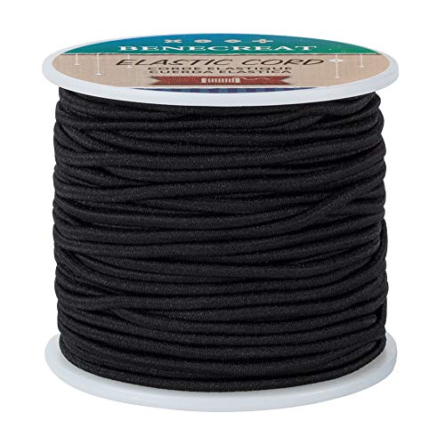 BENECREAT 2.5mm Schwarze elastische Schnur 35m/38 Yard Stretchfaden Perlenschnur Stoff Crafting String Rope für DIY Crafts Bracelets Halsketten von BENECREAT