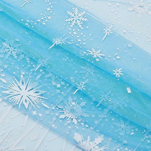 BENECREAT 2.7x3.3 m Schneeflocken-Netzstoff, Klassischer Hintergrund-Dekorationsstoff Für Selbstgemachte Kleidung, Hochzeitskleid, Heimdekoration, 0.5 mm Dick, Deep-Sky-Blau von BENECREAT
