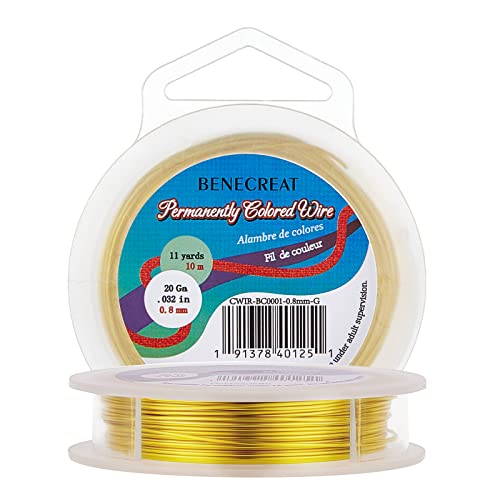 BENECREAT 20 Gauge (0.8mm) Anlaufbeständiger Golddraht, Schmuckherstellung Kupferdraht, 10M/11Yard von BENECREAT