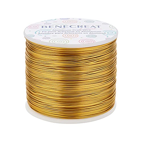 BENECREAT 20 Gauge (0.8mm) Matteffekt Gold Aluminiumdraht 235m Aluminiumschmuck Basteldraht Für Die Herstellung von Perlenkettenschmuck von BENECREAT