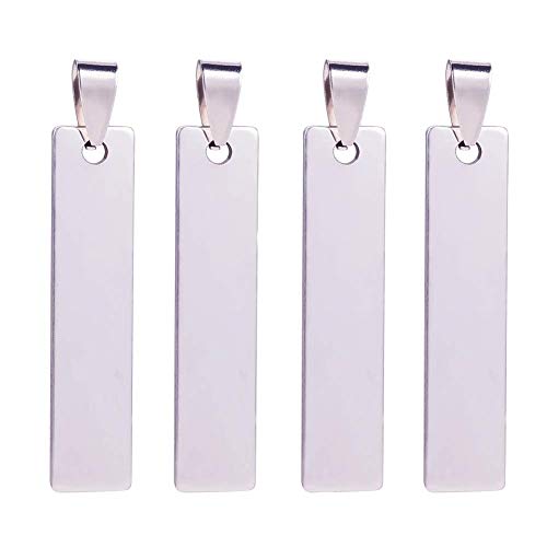 BENECREAT 20 STÜCKE Edelstahl Rechteck Blank Stamping Tag Anhänger mit Snap on Kautonverschlüsse, Armband Halskette Ohrring Charms Schmuckzubehör Handwerk 4x0.9cm（1.57x0.35 von BENECREAT