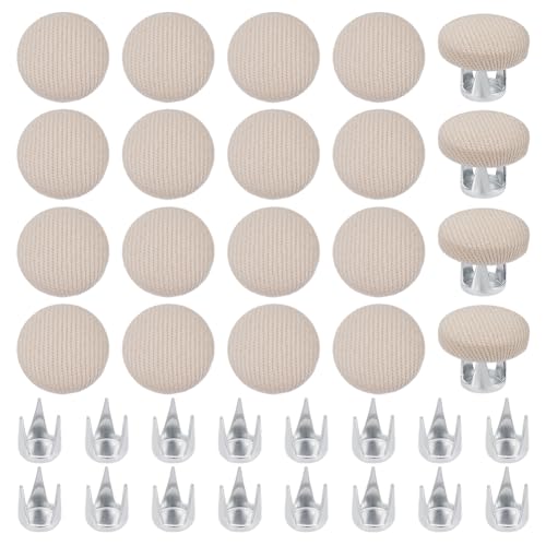 BENECREAT 20 Sets 14,5 mm Old Lace Baseballkappen-Knopfoberteil-Ersatz, Baumwoll-Zylinderhut-Knopf-Ersatz-Reparaturkappen-Oberteil-Knöpfe für Hutknopf-Ersatz-Reparatur-Herstellung von BENECREAT