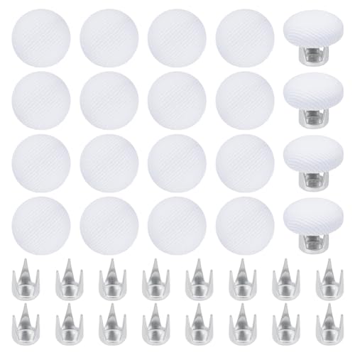 BENECREAT 20 Sets 14,5 mm Weiß Baseballkappenknopf-Ersatz, Baumwoll-Zylinderkopf-Ersatzreparaturkappenknöpfe für Hutknopf-Ersatzreparaturherstellung von BENECREAT