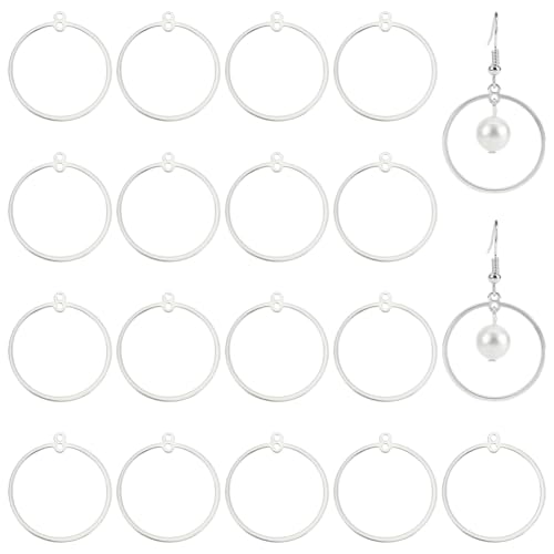 BENECREAT 20 Stück Echter Platinbeschichteter Runder Perlenring Mit 2 Löchern Ohrring Zubehör Für Die Schmuckherstellung DIY Geschenke Für Hochzeiten Und Feste 28x25mm von BENECREAT