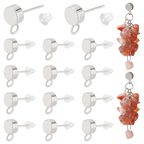 BENECREAT 20 Stück platinierte Ohrstecker, flache runde Ohrringe mit Reifen, Ohrring-Findungen mit 30 Stück Kunststoff-Ohrmuttern für DIY-Schmuck-Ohrringherstellung BENECREAT 20 Stück platinierte Ohrstecker, flache runde Ohrringe mit Reifen, Ohrring-Findungen mit 30 Stück Kunststoff-Ohrmuttern für DIY-Schmuck-Ohrringherstellung von BENECREAT