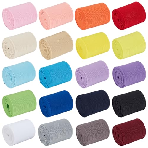 BENECREAT 20M 20 Farben Strickgummibänder 50mm Breite Elastische Bänder Aus Polyester Zum Nähen Für Hosenbund Kleidung Und Bastelarbeiten (1 m/Farbe) von BENECREAT