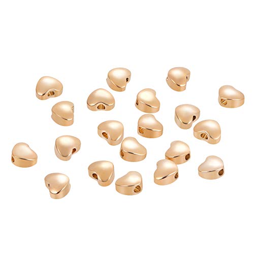 BENECREAT 20PCS 18 Karat Gold uberzogene Metallperlen Herzform Messing perlen fur DIY Schmuckherstellung und Kunsthandwerk, 5.5x6x3.5mm von BENECREAT
