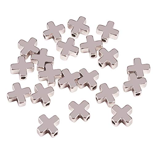 BENECREAT 20PCS 18K platiniert Cross Spacer Perlen Metallperlen für DIY-Schmuck, Entdeckungen und andere handwerkliche Arbeiten - 8x8x3mm von BENECREAT