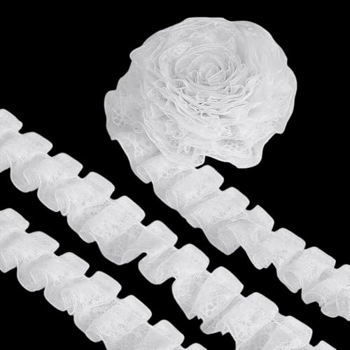 BENECREAT 20m 2 Lagiger Rüschen Spitzenplissee Besatz, 25mm Plissiertes Spitzenband Chiffon Blumenbesatz Gerafftes Band Für Hochzeitsapplikationen Kleidung Nähen Basteln Dekor, Weiß BENECREAT 20m 2 Lagiger Rüschen Spitzenplissee Besatz, 25mm Plissiertes Spitzenband Chiffon Blumenbesatz Gerafftes Band Für Hochzeitsapplikationen Kleidung Nähen Basteln Dekor, Weiß von BENECREAT