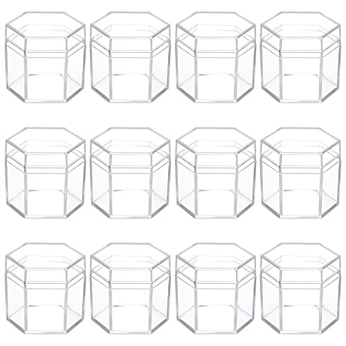 BENECREAT 21er-Pack durchsichtige Acryl-Boxen, Sechseck, kleine Aufbewahrungsbehälter für Kunststoffperlen (45x42mm) für Geschenke, Hochzeiten von BENECREAT