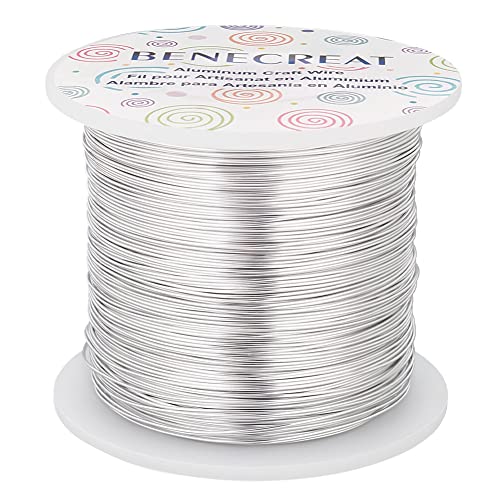 BENECREAT 22 Gauge (0.6mm) Aluminiumdraht 260m (850 FT) eloxierter Schmuck Craft Making Beading nfarbener Aluminium Craft Wire - Silber von BENECREAT
