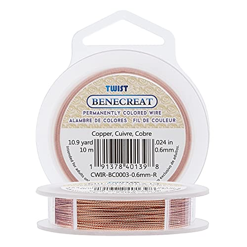 BENECREAT 22 Gauge / 0.6mm verdrehter Kupferdraht 10 Meter anlaufgeschützt roter Kupferdraht für die Herstellung von Schmuck BENECREAT 22 Gauge / 0.6mm verdrehter Kupferdraht 10 Meter anlaufgeschützt roter Kupferdraht für die Herstellung von Schmuck von BENECREAT
