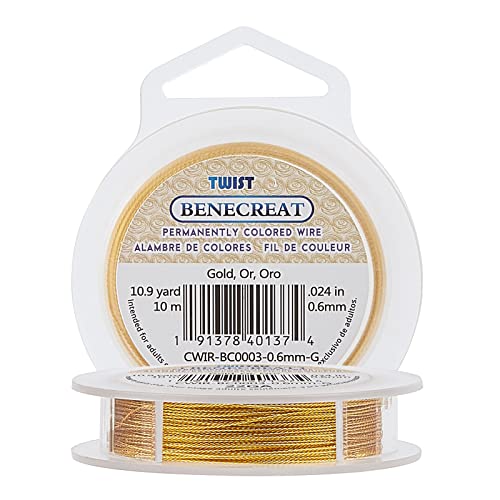 BENECREAT 22 Gauge / 0.6mm verdrehter Kupferdraht 10 Meter trüben beständiger Golddraht für die handwerkliche Schmuckherstellung BENECREAT 22 Gauge / 0.6mm verdrehter Kupferdraht 10 Meter trüben beständiger Golddraht für die handwerkliche Schmuckherstellung von BENECREAT