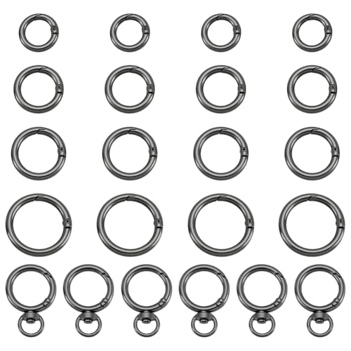BENECREAT 22 runde Karabinerhaken, Drehring-Karabiner-Clips, 5 Größen, Schlüsselanhänger für Schlüsselanhänger, Handtasche, Geldbörse, Schultergurt, Schmuck, DIY, Handwerk BENECREAT 22 runde Karabinerhaken, Drehring-Karabiner-Clips, 5 Größen, Schlüsselanhänger für Schlüsselanhänger, Handtasche, Geldbörse, Schultergurt, Schmuck, DIY, Handwerk von BENECREAT