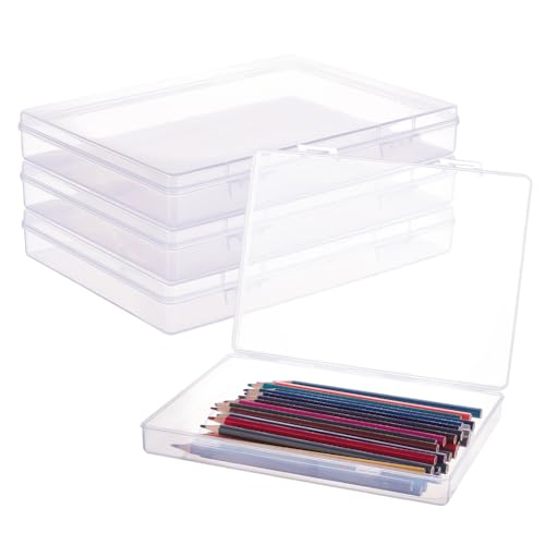 BENECREAT 22.5x16.5x3.3cm 4 Pack Rechteckige Aufbewahrungsbehälter aus durchsichtigem Kunststoff Großer Koffer mit hochklappbaren Deckeln für Notizbücher, Stifte, Perlen und Schmuckstücke BENECREAT 22.5x16.5x3.3cm 4 Pack Rechteckige Aufbewahrungsbehälter aus durchsichtigem Kunststoff Großer Koffer mit hochklappbaren Deckeln für Notizbücher, Stifte, Perlen und Schmuckstücke von BENECREAT