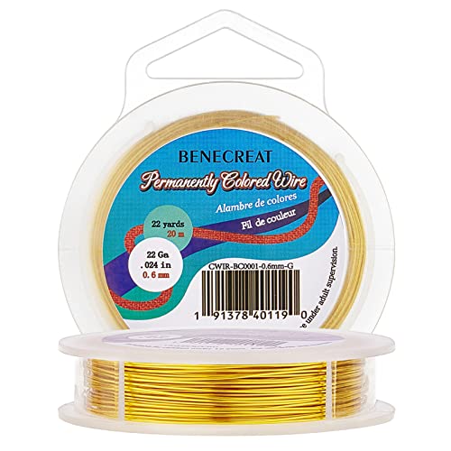 BENECREAT 22Gauge (0.6mm) Anlaufbeständiger Golddraht, Schmuckherstellung Kupferdraht, 20M/22Yard von BENECREAT