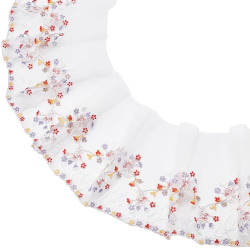 BENECREAT 22cm bestickt Mesh Trim, 1.83m/2 Yard floralen bestickt Spitze Stoff, unelastische Tüll Stoff für Abendkleid Vorhänge nähen von BENECREAT
