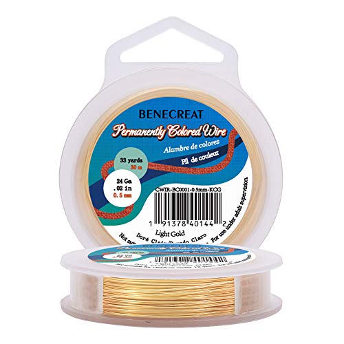 BENECREAT 24 Gauge KC Gold Kupferdraht, echt vergoldet, Bastelschmuck, Schmuckdraht, anlaufgeschützt, Perlendraht für Schmuckherstellung, Verpackung, Gartenarbeit, 10 m BENECREAT 24 Gauge KC Gold Kupferdraht, echt vergoldet, Bastelschmuck, Schmuckdraht, anlaufgeschützt, Perlendraht für Schmuckherstellung, Verpackung, Gartenarbeit, 10 m von BENECREAT