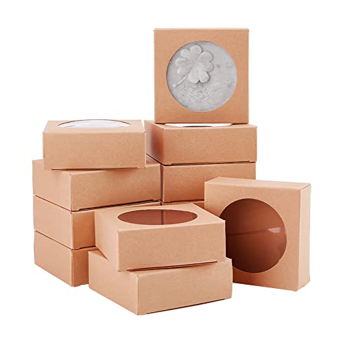 BENECREAT 24 Pack Kraftpapierboxen mit klarem Fenster 8x8x3cm Burlywood Geschenkverpackungsboxen für Schmuck Speicher Display, Hochzeit, Valentinstag BENECREAT 24 Pack Kraftpapierboxen mit klarem Fenster 8x8x3cm Burlywood Geschenkverpackungsboxen für Schmuck Speicher Display, Hochzeit, Valentinstag von BENECREAT