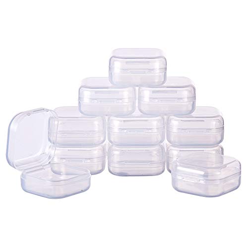 BENECREAT 24-Pack-Rechteck Durchsichtige Kunststoffperlen-Aufbewahrungsbehälter Kasten mit Klappdeckeln für Kleinteile, Pillen, Kräuter, kleine Perlen, Jewerlry-Ergebnisse (3,5 x 3,5 x 1,8 cm) von BENECREAT