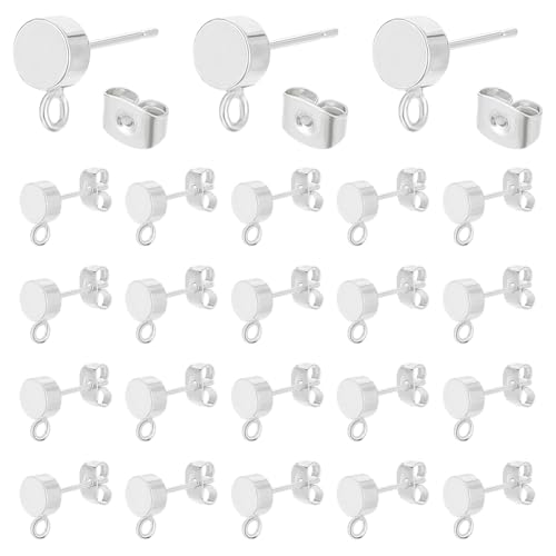 BENECREAT 24 Stück silberne flache runde Ohrstecker mit Schlaufe, versilberte Ohrringstecker mit Ohrmuttern, Ohrstecker für Jahrestage, Geschenke, Gastgeschenke, DIY-Schmuckherstellung BENECREAT 24 Stück silberne flache runde Ohrstecker mit Schlaufe, versilberte Ohrringstecker mit Ohrmuttern, Ohrstecker für Jahrestage, Geschenke, Gastgeschenke, DIY-Schmuckherstellung von BENECREAT