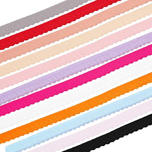 BENECREAT 24 Yards 12 Farben Elastischer Stretch-Spitzenbesatz, Bunte Spitze, Elastisch Mit Metallischen Kabelbindern Für Haargummis, Stirnbänder, Näharbeiten, 10x1 mm BENECREAT 24 Yards 12 Farben Elastischer Stretch-Spitzenbesatz, Bunte Spitze, Elastisch Mit Metallischen Kabelbindern Für Haargummis, Stirnbänder, Näharbeiten, 10x1 mm von BENECREAT