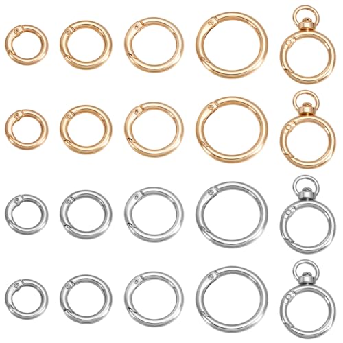 BENECREAT 24 x Runder Karabinerhaken. Karabiner Schlüsselringe Aus Zinklegierung Platin Und Hellgold Schlüsselanhänger Mit Kettenverschluss Für Handtasche Schultertasche Ersatz Für Kettenringe Clips BENECREAT 24 x Runder Karabinerhaken. Karabiner Schlüsselringe Aus Zinklegierung Platin Und Hellgold Schlüsselanhänger Mit Kettenverschluss Für Handtasche Schultertasche Ersatz Für Kettenringe Clips von BENECREAT
