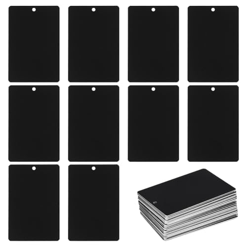 BENECREAT 25 Stück Schwarz Aluminium Gravurrohlinge, 7.7x5.1cm Große Rechteckige Metall Anhänger, Personalisierte Namensschilder Mit Loch für DIY Handwerk Hundemarken Schlüsselanhänger BENECREAT 25 Stück Schwarz Aluminium Gravurrohlinge, 7.7x5.1cm Große Rechteckige Metall Anhänger, Personalisierte Namensschilder Mit Loch für DIY Handwerk Hundemarken Schlüsselanhänger von BENECREAT
