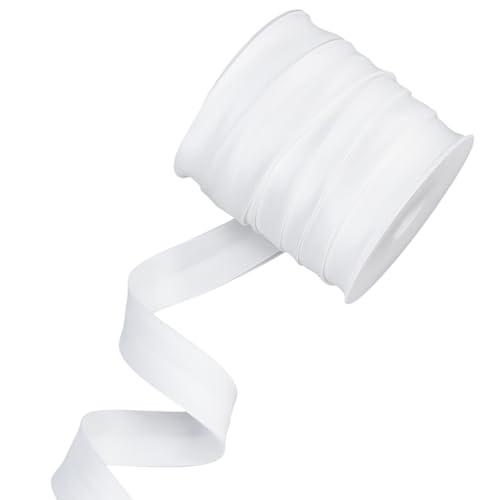 BENECREAT 25 m Satin Schrägband 25mm Weißes Doppelt Gefaltetes Nähband Polyester Nähband Zum Basteln Und Zur Herstellung von Kleidungsstücken von BENECREAT