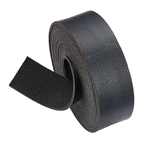 BENECREAT Lederband mit Litschi-Muster, 25 mm breit, 2,5 m lang, einseitig, flache Kunstlederschnur für Bastelprojekte, Haustierhalsbänder, Gürtel, Schmuck (schwarz) von BENECREAT