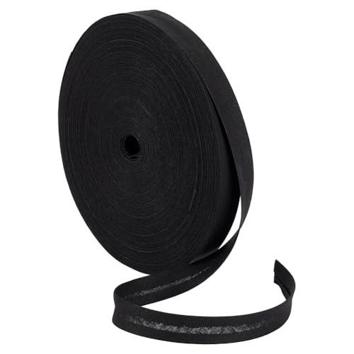 BENECREAT 25m/27.34 Yards Baumwoll-Doppelfalz-Bindeband, 12mm Schwarzes Falz-Bindeband zum Nähen, Säumen, Säumen, Paspelieren, Quilten, Projekte BENECREAT 25m/27.34 Yards Baumwoll-Doppelfalz-Bindeband, 12mm Schwarzes Falz-Bindeband zum Nähen, Säumen, Säumen, Paspelieren, Quilten, Projekte von BENECREAT