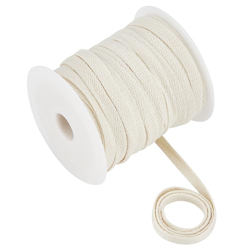 BENECREAT 27.34 Yards/25m Flaches Kordelzugseil Ersatz, 8mm Wide Light Yellow Soft Drawstring Cord mit 1pc Plastic Spool für Mäntel, Hosen, Shorts von BENECREAT