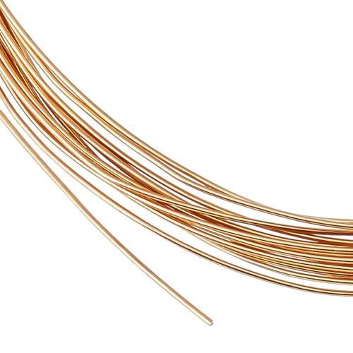 BENECREAT 2m 925 Sterling Silberdraht, 0,3mm/28 Gauge halbweicher runder Schmuckdraht mit Poliertuch für Ringe, Armreifen, Schmuckherstellung, Gold von BENECREAT