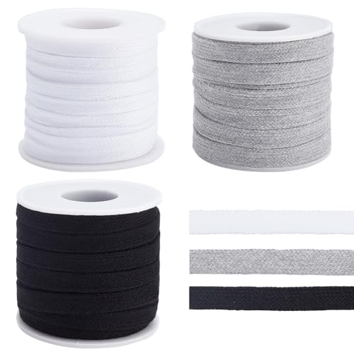 BENECREAT 3 Rolle 30 m Flache Ersatz-Baumwollschnüre, 10mm Breites Zweifarbiges Flaches Kordelzugseil Mit Kunststoffspulen Für Bekleidungszubehör, Sporthosen, Pullover BENECREAT 3 Rolle 30 m Flache Ersatz-Baumwollschnüre, 10mm Breites Zweifarbiges Flaches Kordelzugseil Mit Kunststoffspulen Für Bekleidungszubehör, Sporthosen, Pullover von BENECREAT