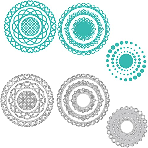 BENECREAT 3 Styles Circular Elements Frame Stanzformen, Runde Metall-Prägeschablonen Gestanztes Set Für Karten-Scrapbooking Und DIY-Bastelalbum-Papierkarten-Dekor, 0.8 mm Dick von BENECREAT