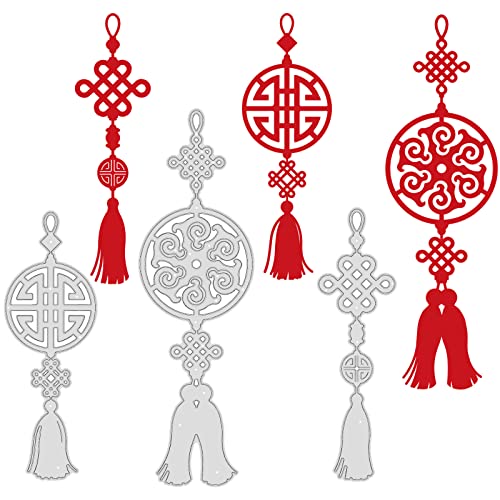 BENECREAT 3 Styles Orientalische Quasten Stanzformen, Chinesische Knoten-Bastelschablonen Für DIY Scrapbooking Album Prägung Fotohandwerk Papierkarten Dekoratives Handwerk, 0.8 mm Dick von BENECREAT