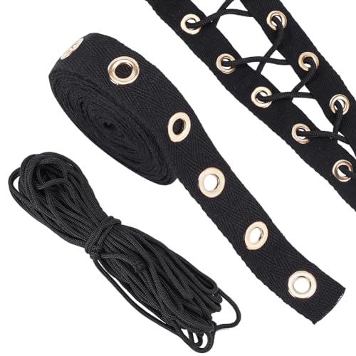 BENECREAT 3 Yards/2.7 m Baumwoll-Ösen-Köperbandbesatz, Schwarzes Ösen-Köperband Mit 1 Strang Runder Geflochtener Polyesterschnur Zum Nähen von Kleidungsstücken, Korsetts, Hemden, Kleidern BENECREAT 3 Yards/2.7 m Baumwoll-Ösen-Köperbandbesatz, Schwarzes Ösen-Köperband Mit 1 Strang Runder Geflochtener Polyesterschnur Zum Nähen von Kleidungsstücken, Korsetts, Hemden, Kleidern von BENECREAT