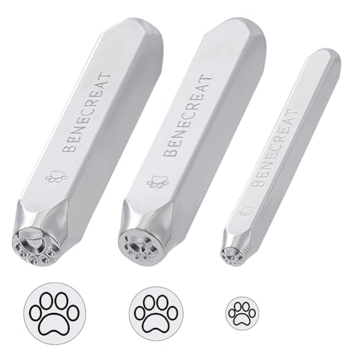 BENECREAT 3-teiliges Metallstempelset mit Hundepfoten-Design, 3/5/7mm Metallstempel zum Stanzen und Stempeln für DIY-Schmuckhandwerk, Weihnachtskarten, Scrapbook-Zubehör von BENECREAT
