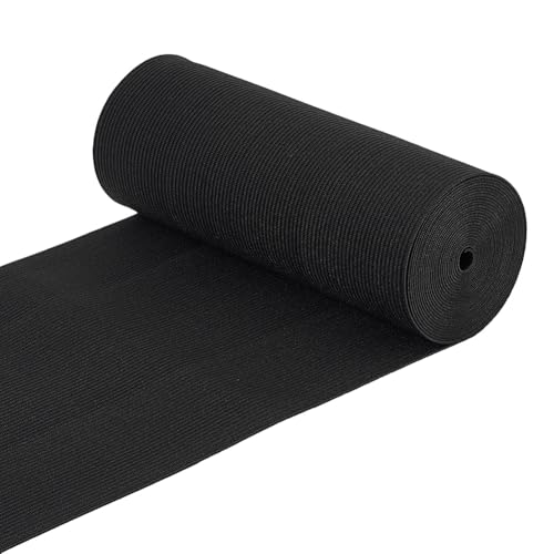 BENECREAT 3.3 Yard/3m 150mm breites flaches Gummiband Schwarz Schwerer Stretch Strick für das Kleidungsnähprojekt von BENECREAT