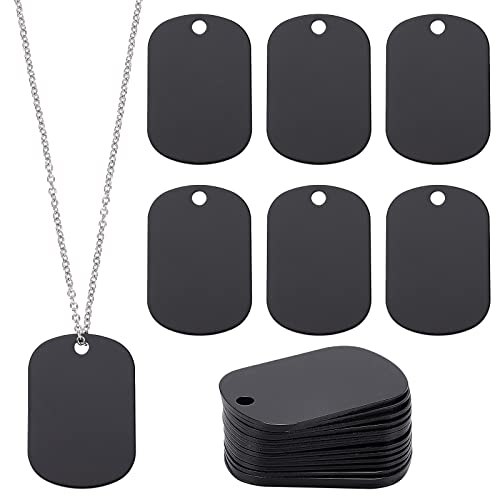 BENECREAT 30 Pack 38x25.5mm Schildform Stanzrohlinge Schwarz Aluminium Blank Anhänger Mit Aufbewahrungsbox Für Halskette Armband Dog Tags Herstellung, 0.5mm von BENECREAT
