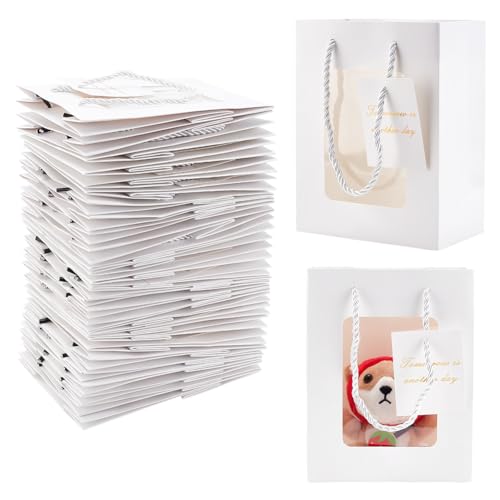 BENECREAT 30 Packungen Weiße Klare Geschenktüten Mit Fenster, Papiertüten Mit Griff Und Etiketten Aus Kraftpapier Für Baby-Dusche, Geburtstag, Hochzeit Und Jubiläum, 14x8x18 cm BENECREAT 30 Packungen Weiße Klare Geschenktüten Mit Fenster, Papiertüten Mit Griff Und Etiketten Aus Kraftpapier Für Baby-Dusche, Geburtstag, Hochzeit Und Jubiläum, 14x8x18 cm von BENECREAT
