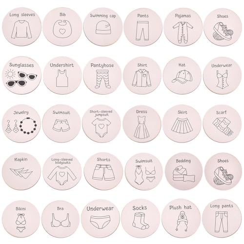 BENECREAT 30 Stück Dekorative Holzanhänger 30 Stile Etiketten Zur Aufbewahrung von Kleidung Für Die Organisation von Kinderzimmer Spielzimmer Und Schlafzimmer (6cm). von BENECREAT