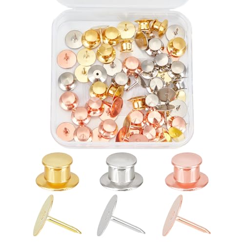 BENECREAT 30er-Set 3-farbige Messing-Sicherungsstifte, 10 mm Metallstiftverschlüsse mit Kupplungsrückseite, langlebige Metallstifthalter, Krawattennadel-Set, Nähzubehör, Gold/Silber/Roségold von BENECREAT