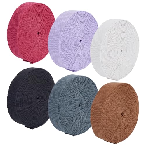 BENECREAT 30m 6 Farben Schweres Baumwollgewebe, 25 mm Breites Polyester-Baumwollgurtband Für Stofftragetaschen, Leinengurte, DIY-Zubehör von BENECREAT
